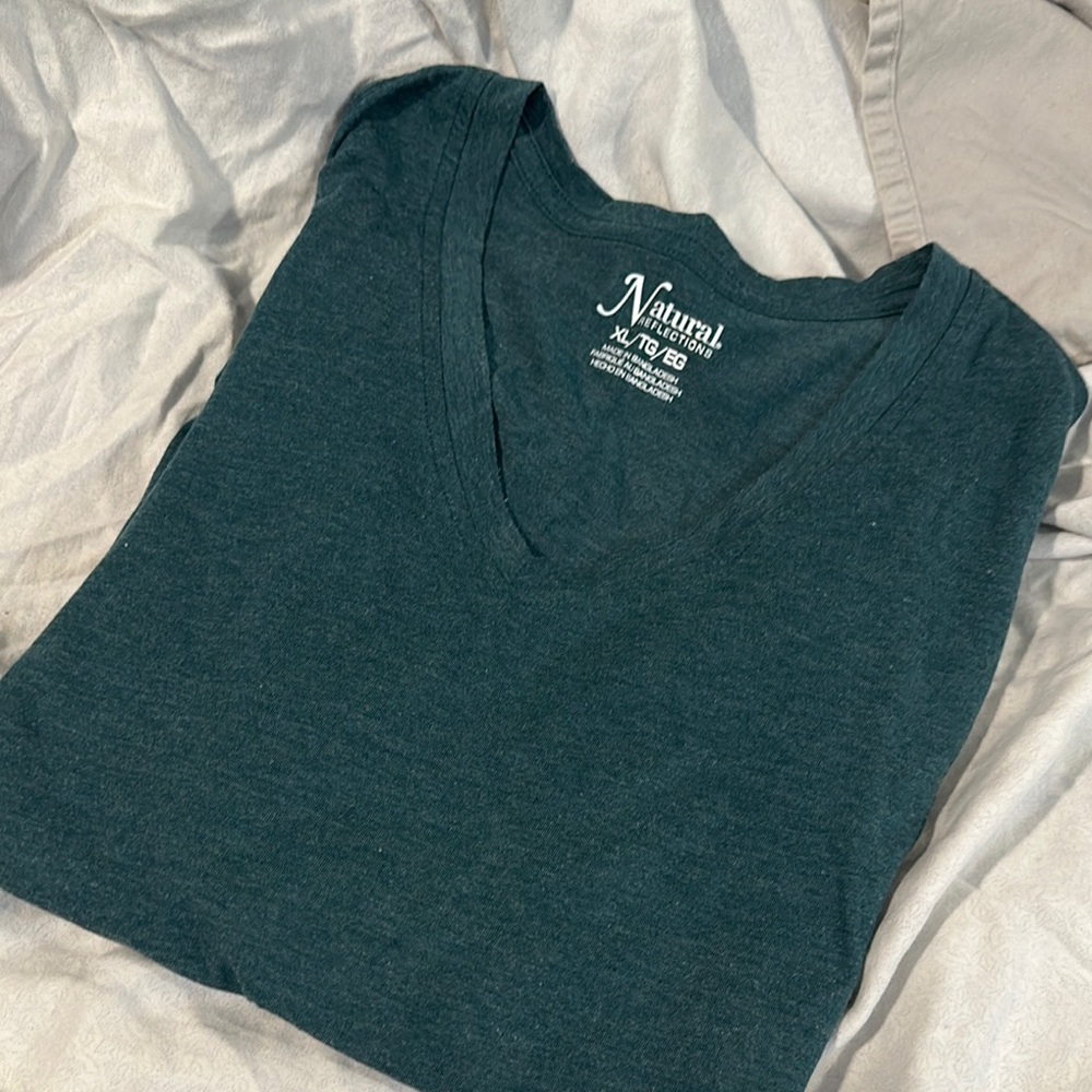 Natural Reflections Forest green long sleeve V-Neck T-Shirt
